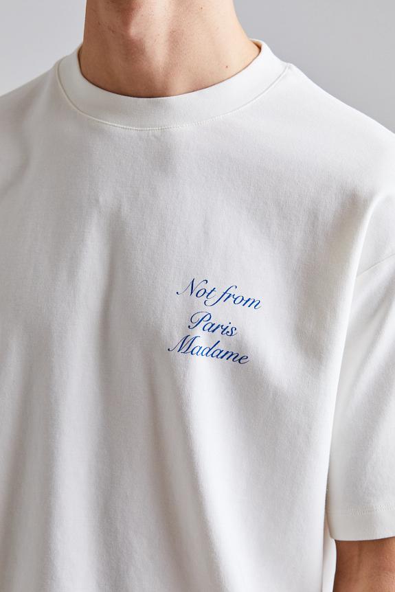 Drôle de Monsieur Le T-Shirt Slogan Cursive Off White-3